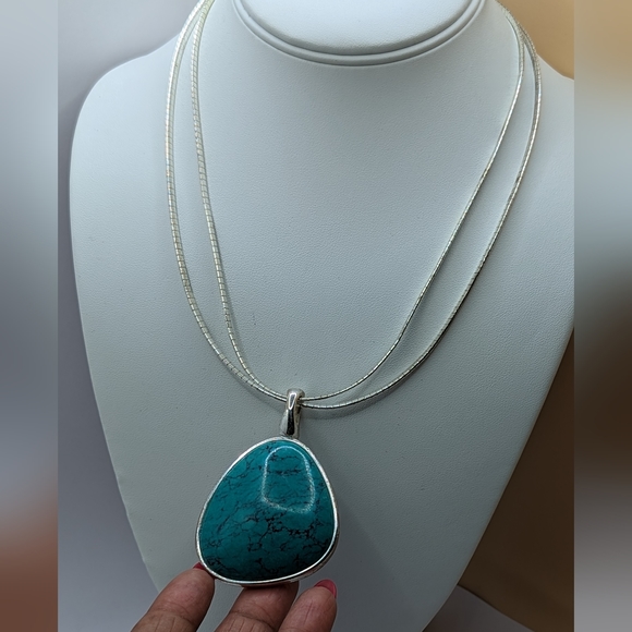 😍3 for $20 Premier Designs turquoise geometric shaped vintage necklace - Picture 10 of 11